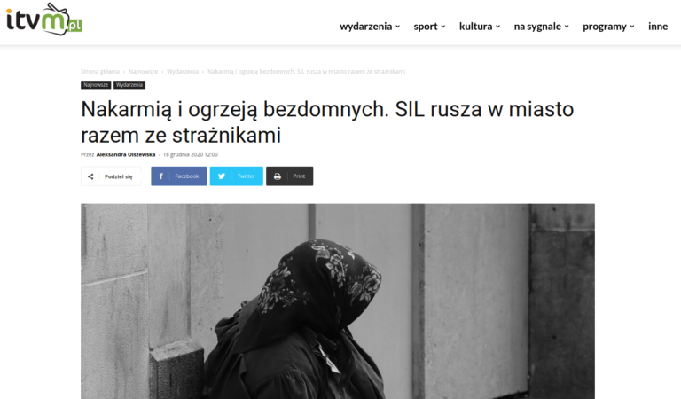 Piszą o nas: Nakarmią i ogrzeją bezdomnych. SIL rusza w miasto razem ze strażnikami