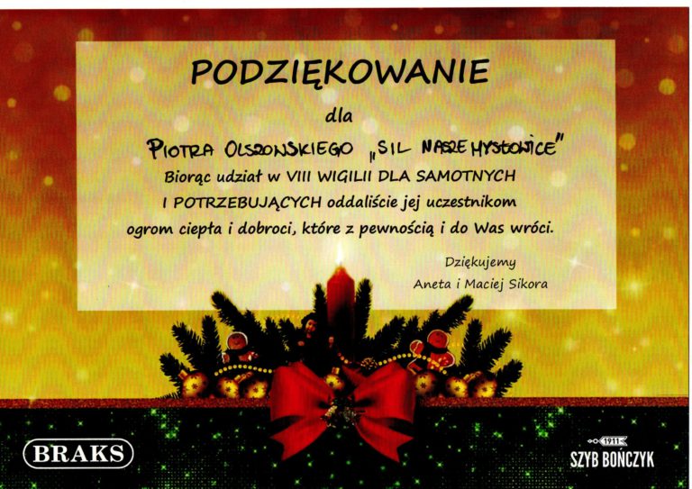Podziękowanie dla Stowarzyszenia