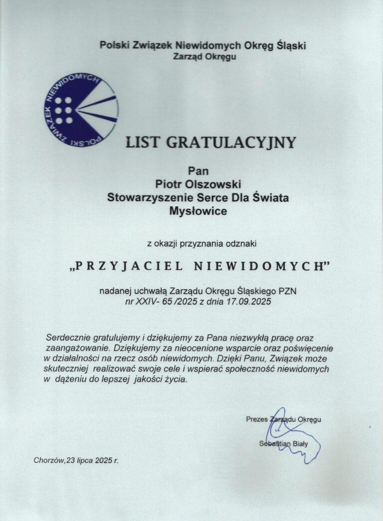 Dziękuję za to wyróżnienie
